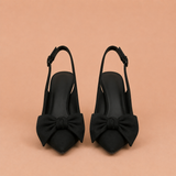 Κλαούντια - Slingback Παπούτσια με Λεπτή Μύτη και Φιόγκο