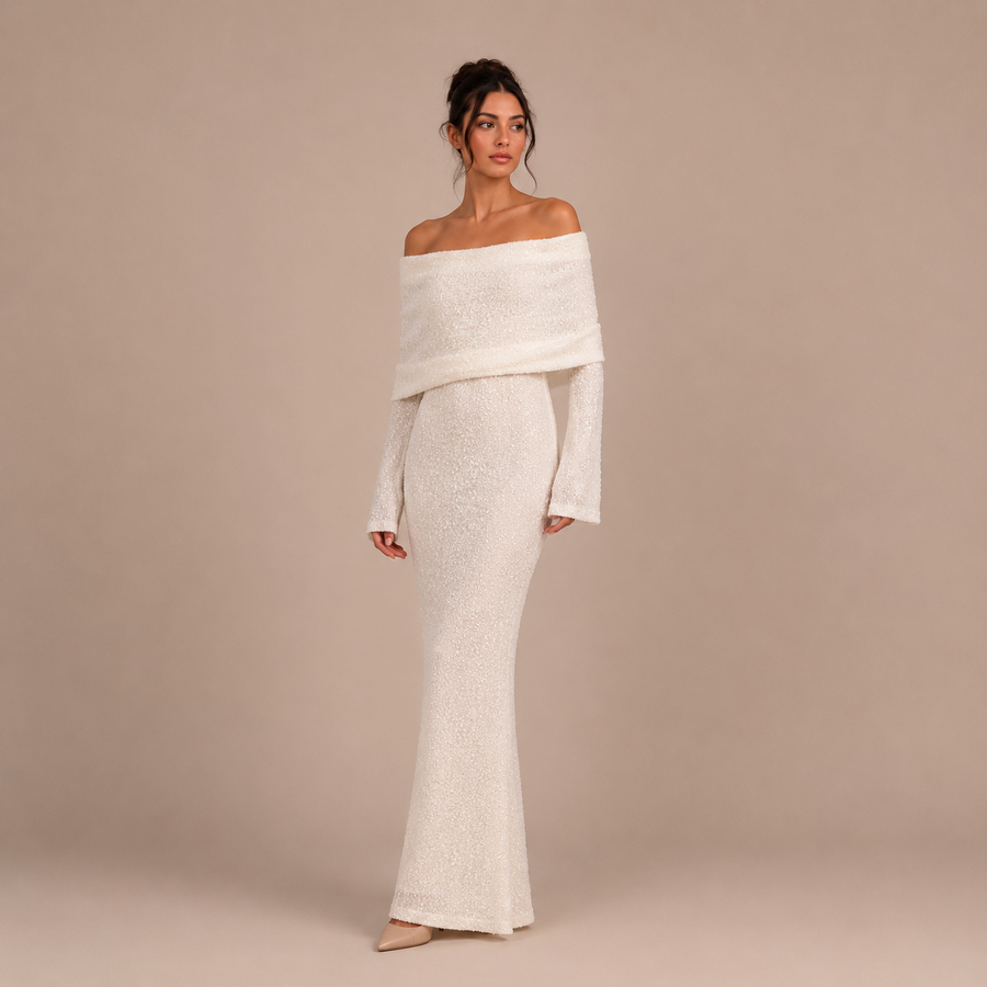 Σοφία - Off-Shoulder Ρούχο με Υφή