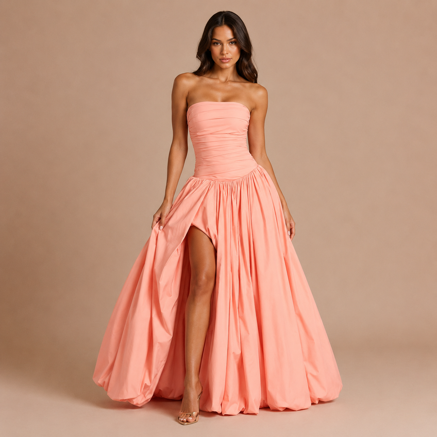 Ισαβέλα - Strapless φόρεμα με φουσκωτό κορσέ και πλούσια φούστα