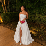 Ισαβέλα - Strapless φόρεμα με κορσέ από φρουφρού και φουσκωτή φούστα