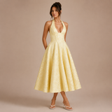Ángela - Halter Mini Dress with Bow and Puff Skirt
