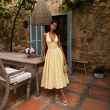 Ángela - Halter Mini Dress with Bow and Puff Skirt