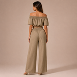 Ισα - Σετ crop top με ανοιχτούς ώμους και παντελόνι palazzo" 

Rewritten: "Ισα - Σετ με crop top ανοιχτού ώμου και palazzo παντελόνι