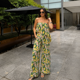 Μαρία - Σετ λεμονιών με cropped top λεπτών τιραντών και maxi φούστα