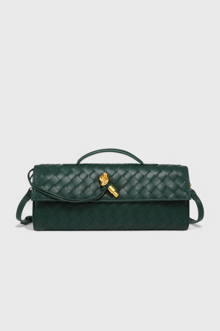 Τσάντα Clutch Melanie με Λεπτομέρεια Χρυσού Κόμπου