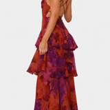 Domenica - Chiffon Dress with V-Neckline and Flowing Layers
